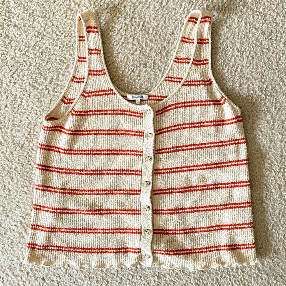 MADEWELL Striped Knit Tank Top, XL